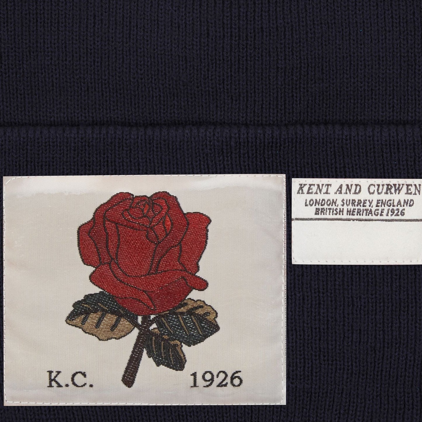 - Rose Ribbed Wool Beanie - Navy