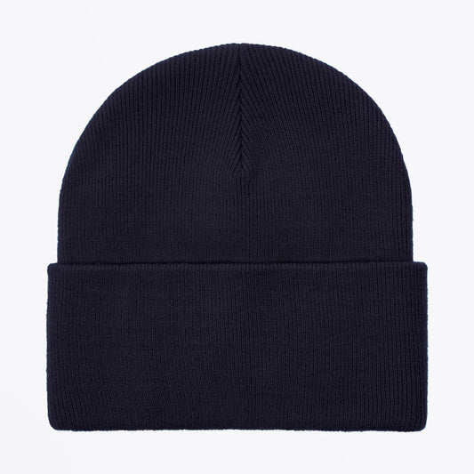 - Rose Ribbed Wool Beanie - Navy