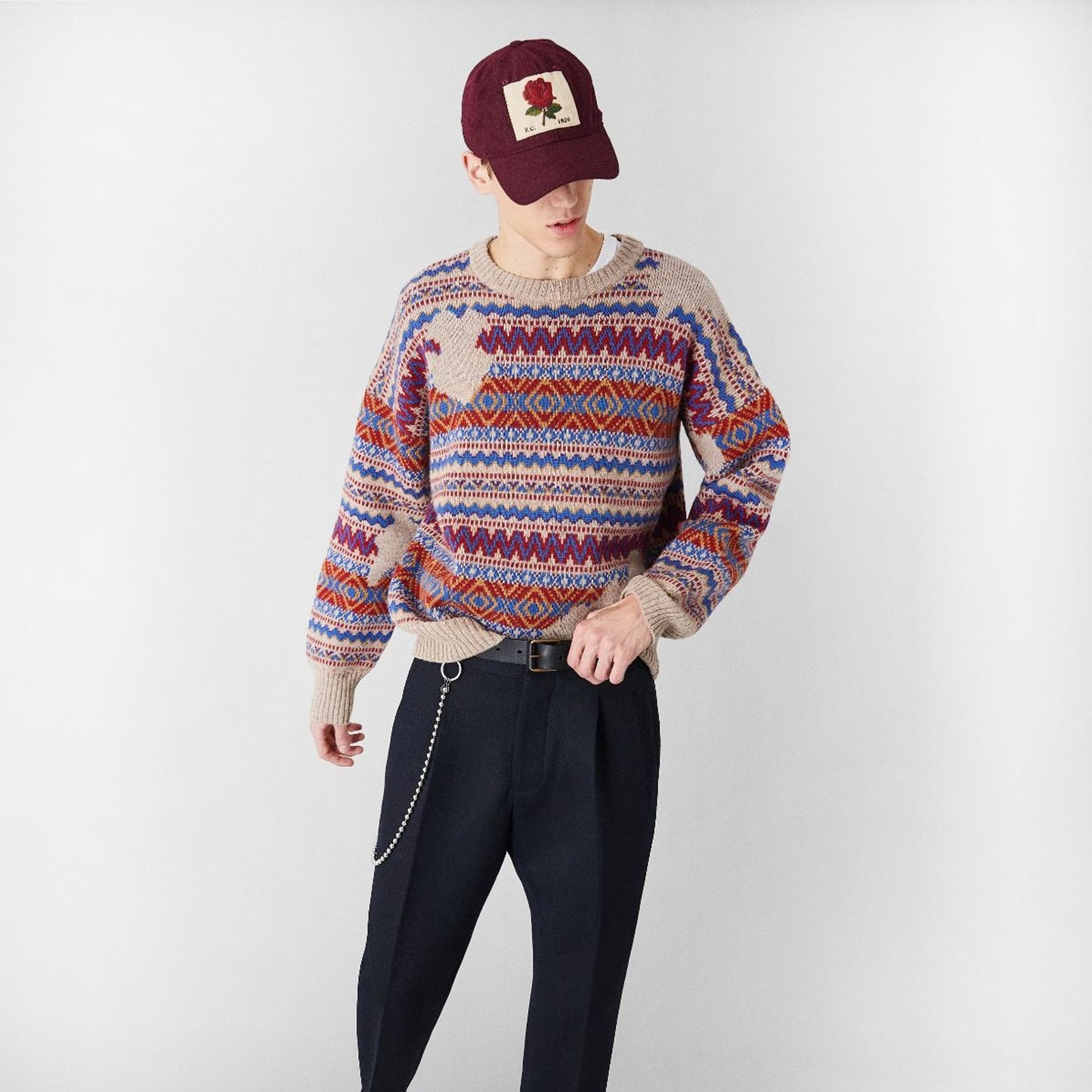 - Classic Rose Patch Cap - Burgundy