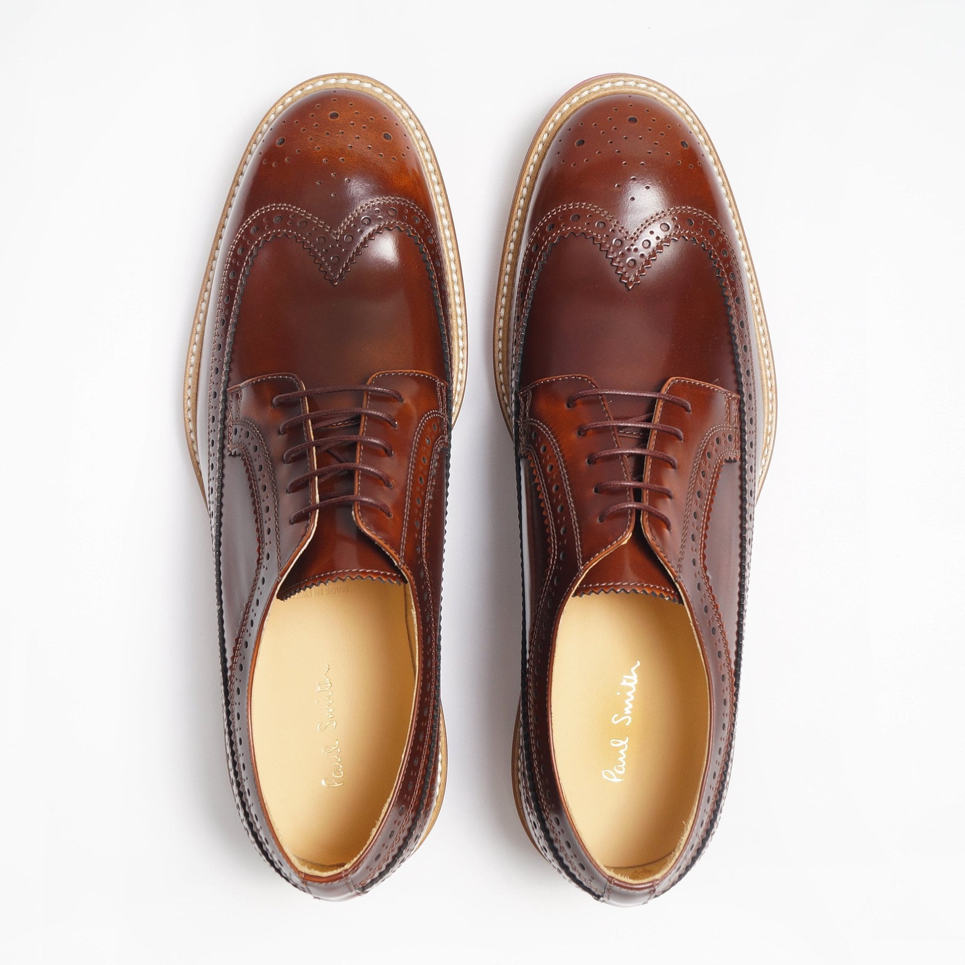 Paul Leather Contrast Heel Brogue - Tan