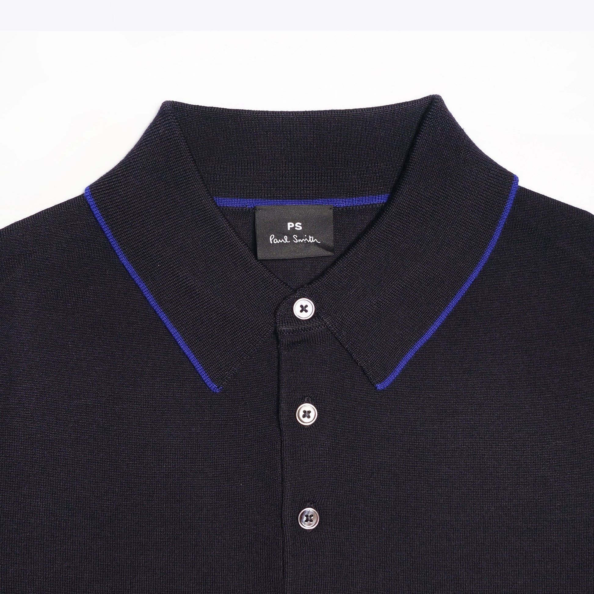 Paul Merino Wool Long-Sleeve Polo Shirt - Navy