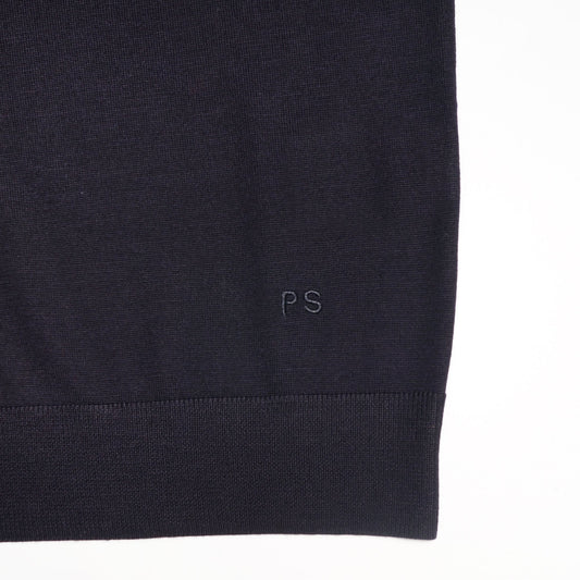 Merino Wool Long-Sleeve Polo Shirt - Navy