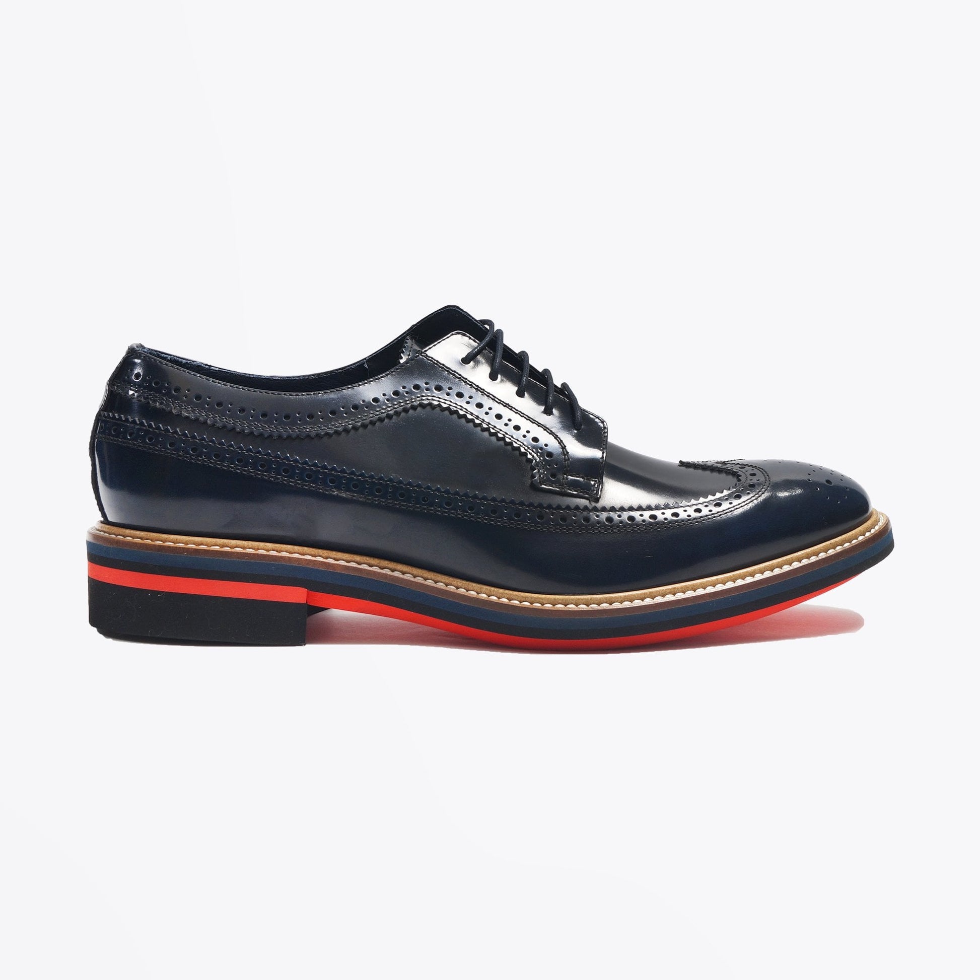 Paul Leather Contrast Heel Brogue - Dark Navy
