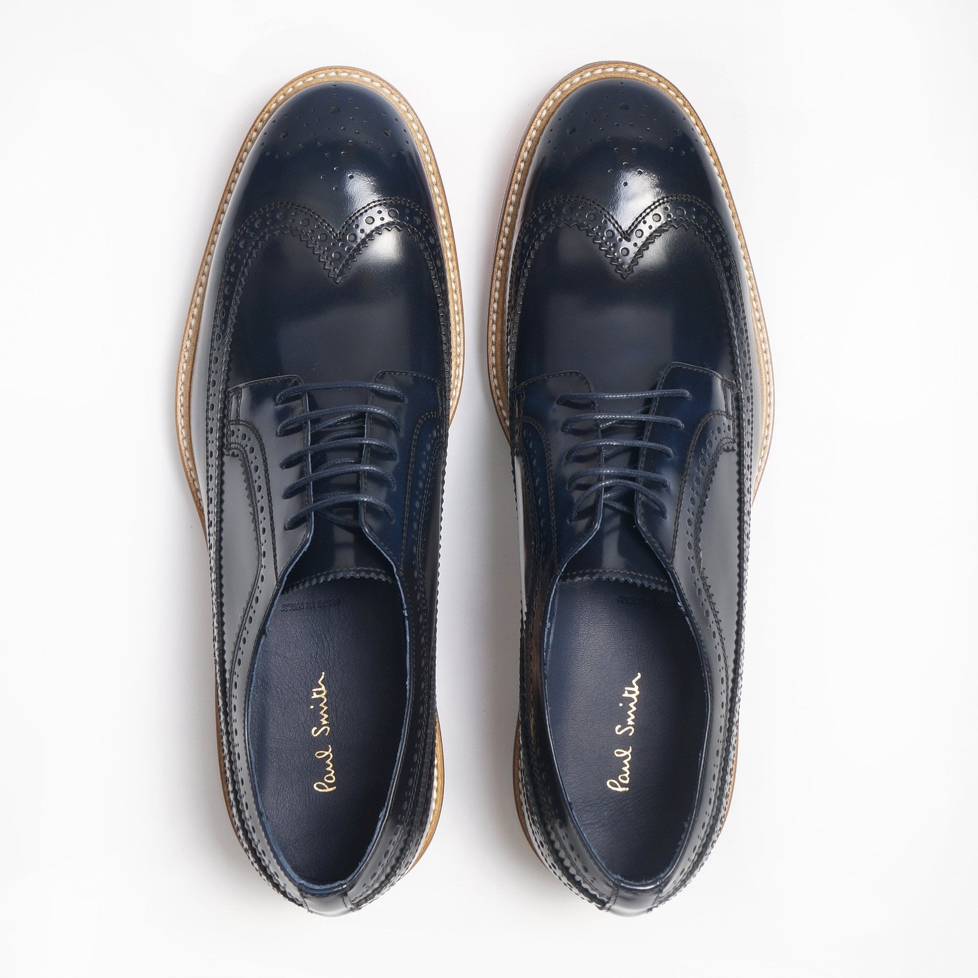 Paul Leather Contrast Heel Brogue - Dark Navy