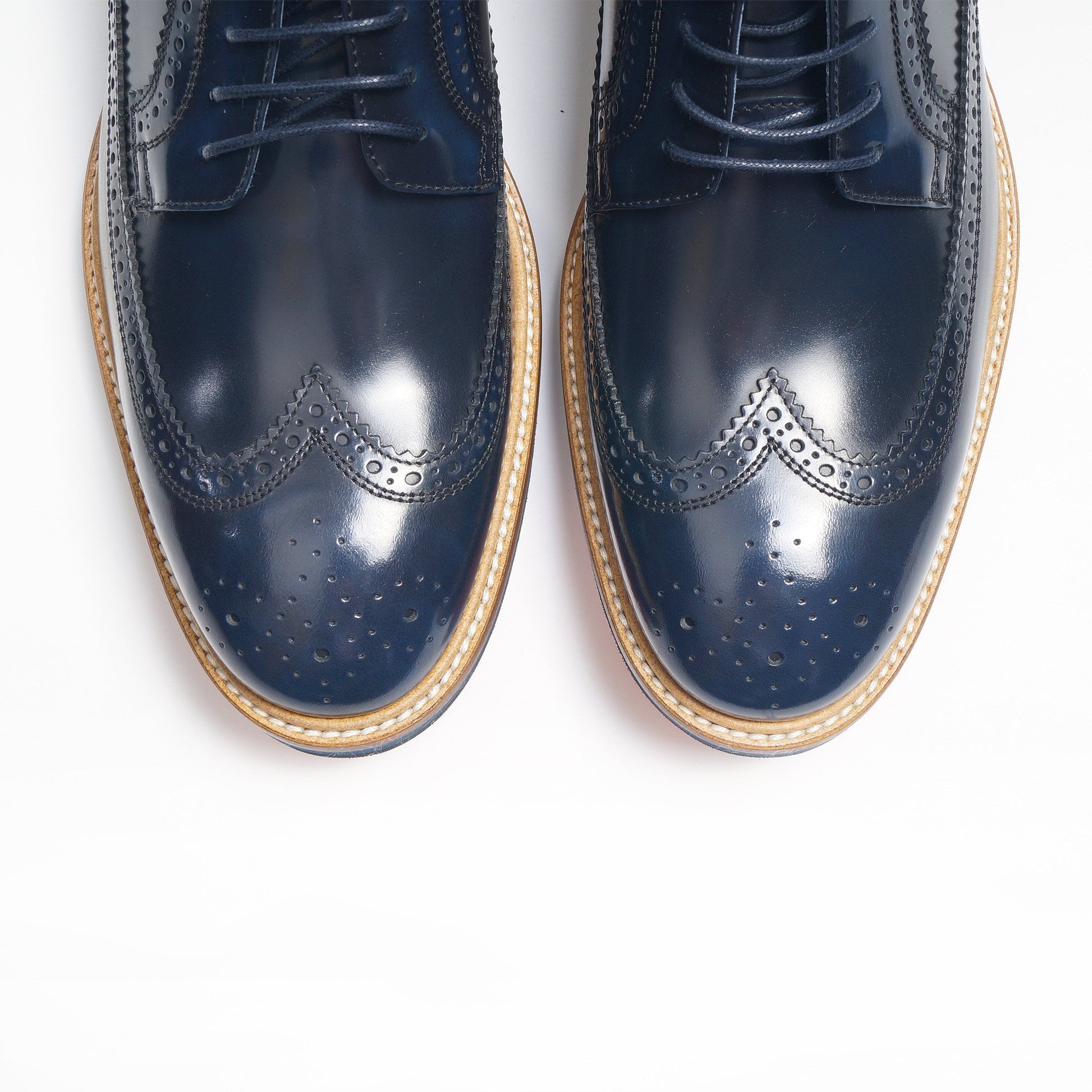 Paul Leather Contrast Heel Brogue - Dark Navy