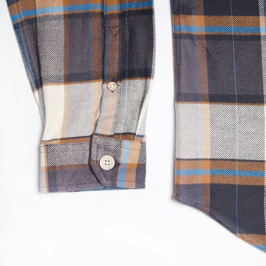 - Tailored Fit Checked Shirt - Navy/Beige