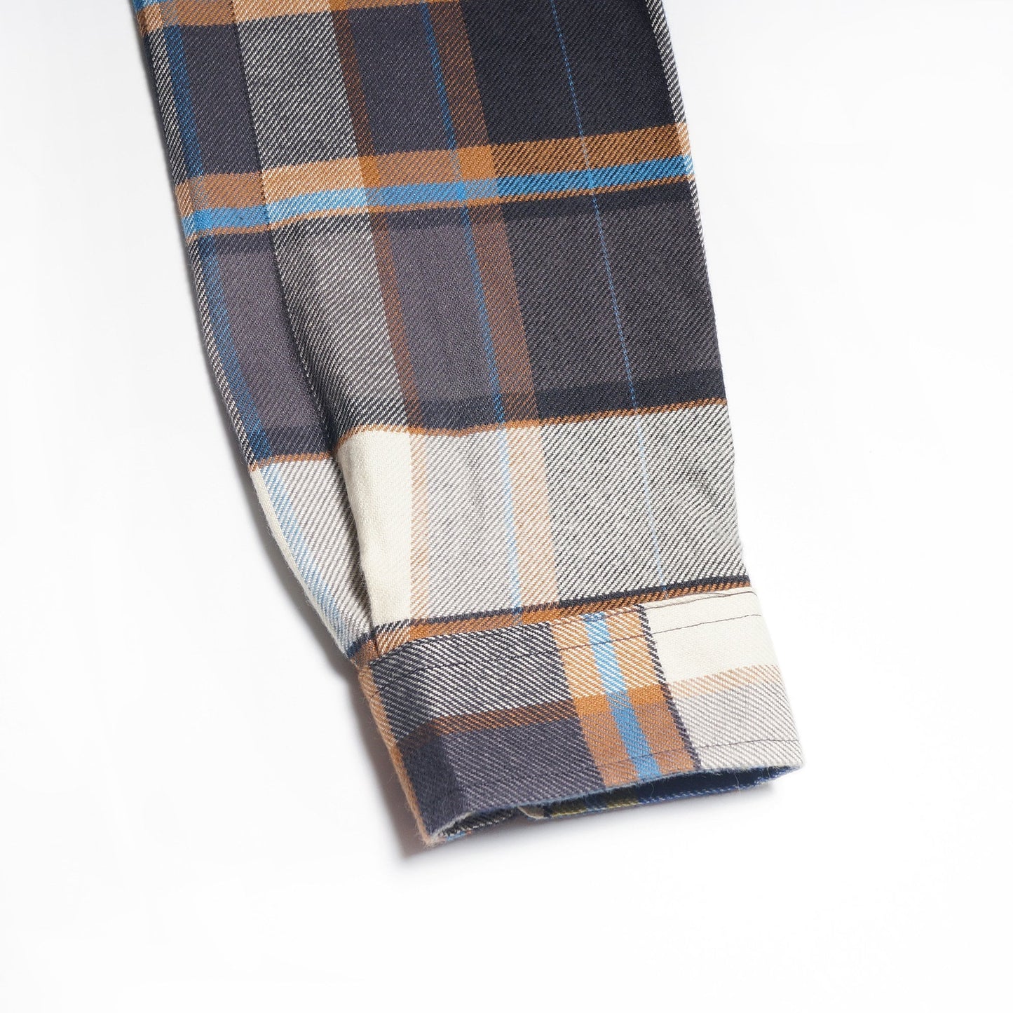 - Tailored Fit Checked Shirt - Navy/Beige