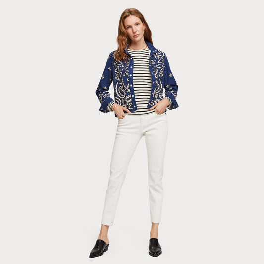 - Bandana Print Canvas Jacket - Blue