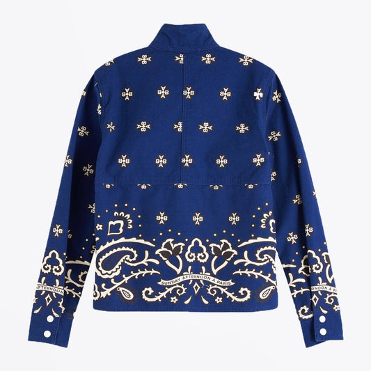 - Bandana Print Canvas Jacket - Blue