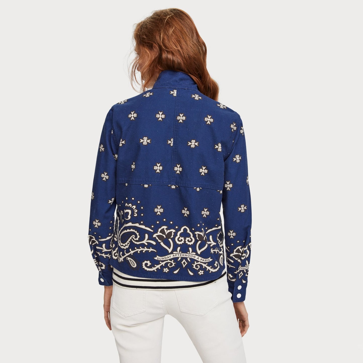 - Bandana Print Canvas Jacket - Blue