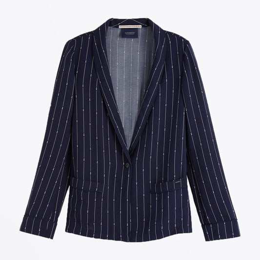 - Pinstripe Blazer - Navy