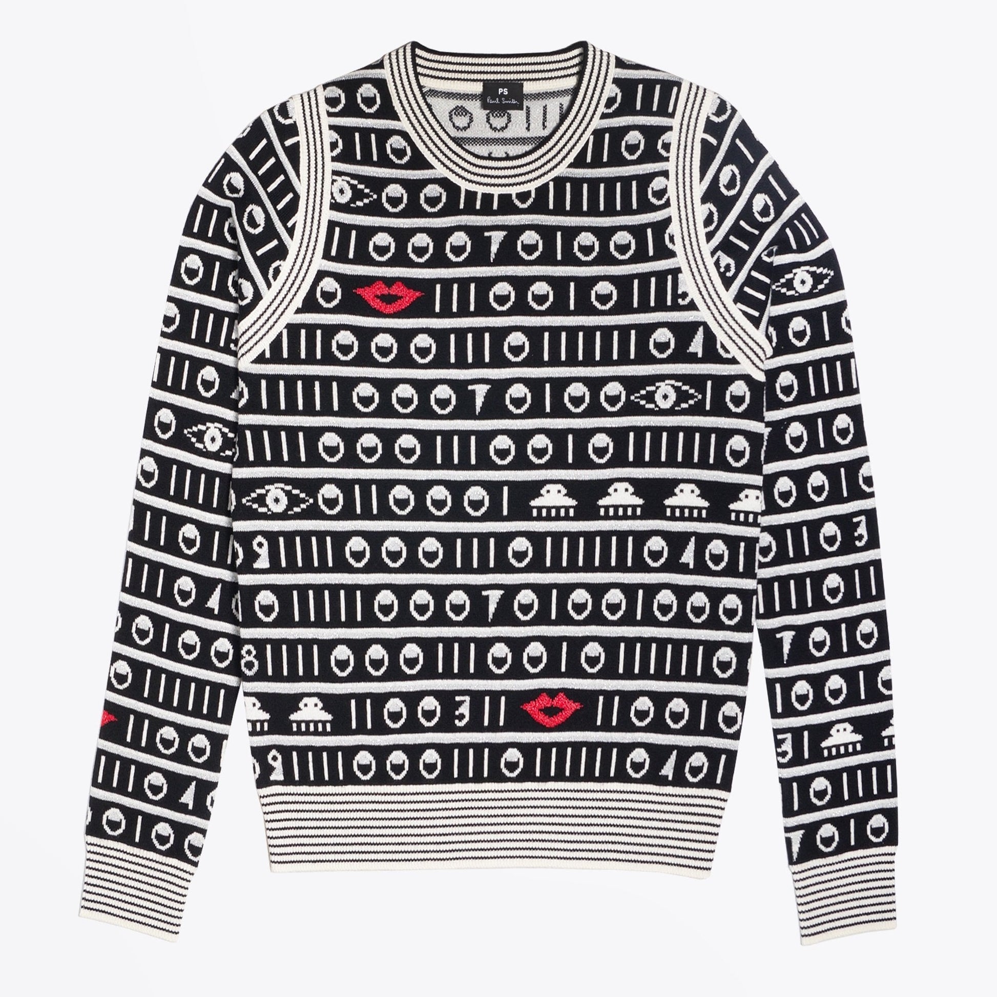 Paul Lips and Circles Knitted Sweater - Black