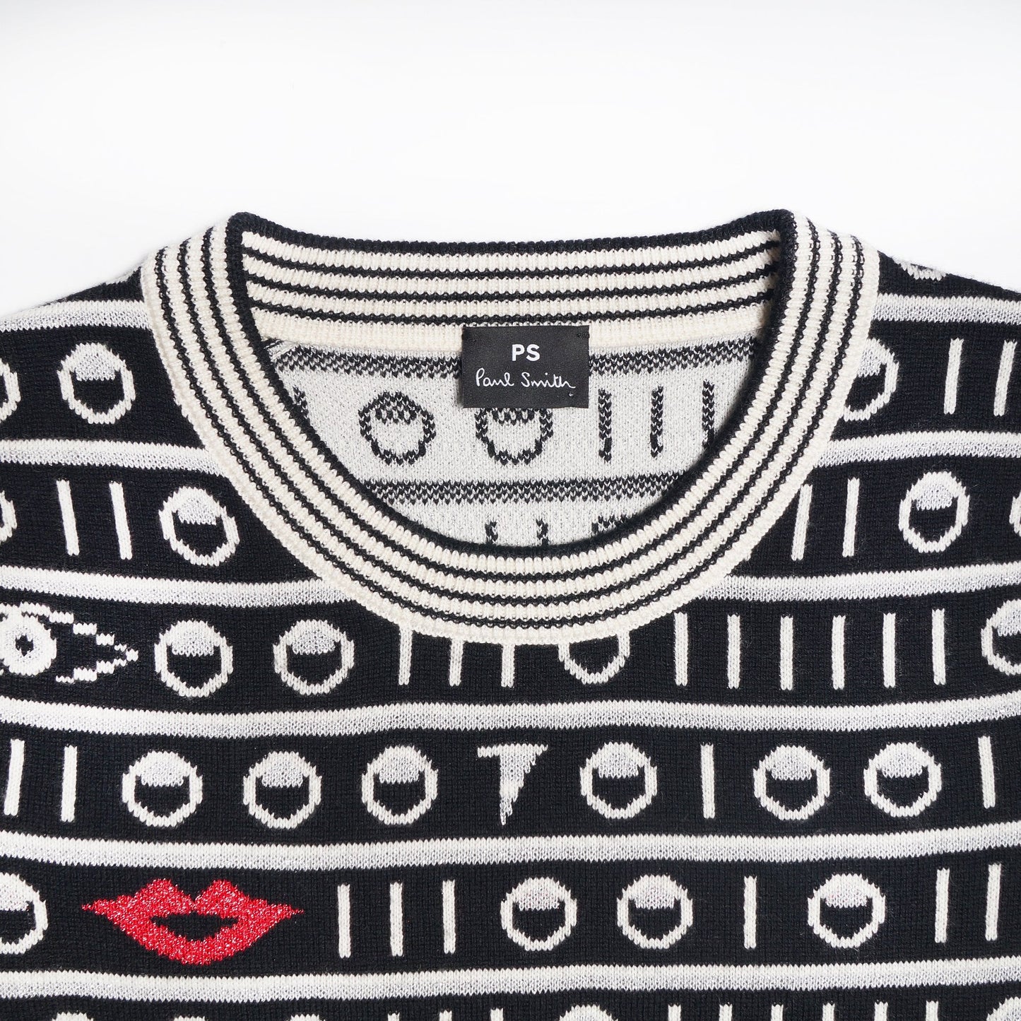 Lips and Circles Knitted Sweater - Black