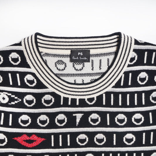 Lips and Circles Knitted Sweater - Black