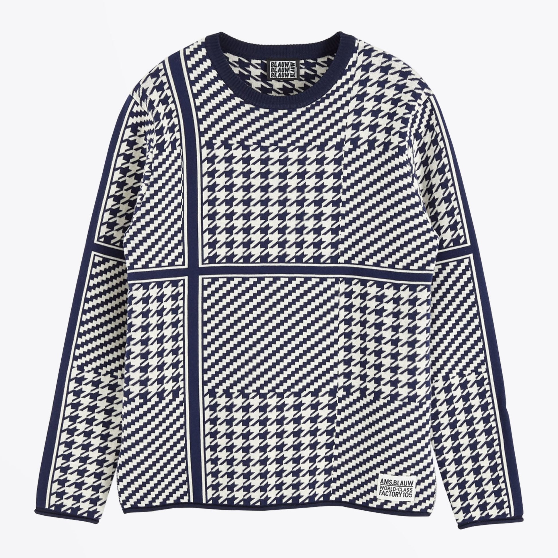 Scotch Houndstooth Print Pullover - Navy/White