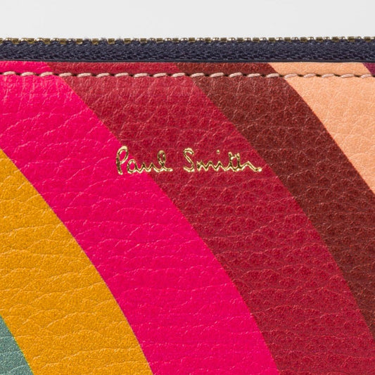 Leather 'Swirl' Print Zip-Around Purse - Multi