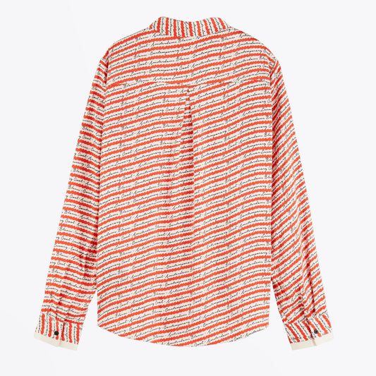 - Printed Satin Shirt - Red