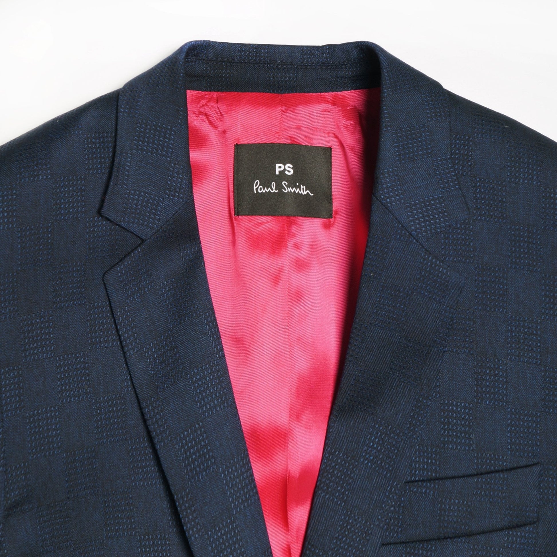 Paul Jacquard Check Wool Blazer - Navy