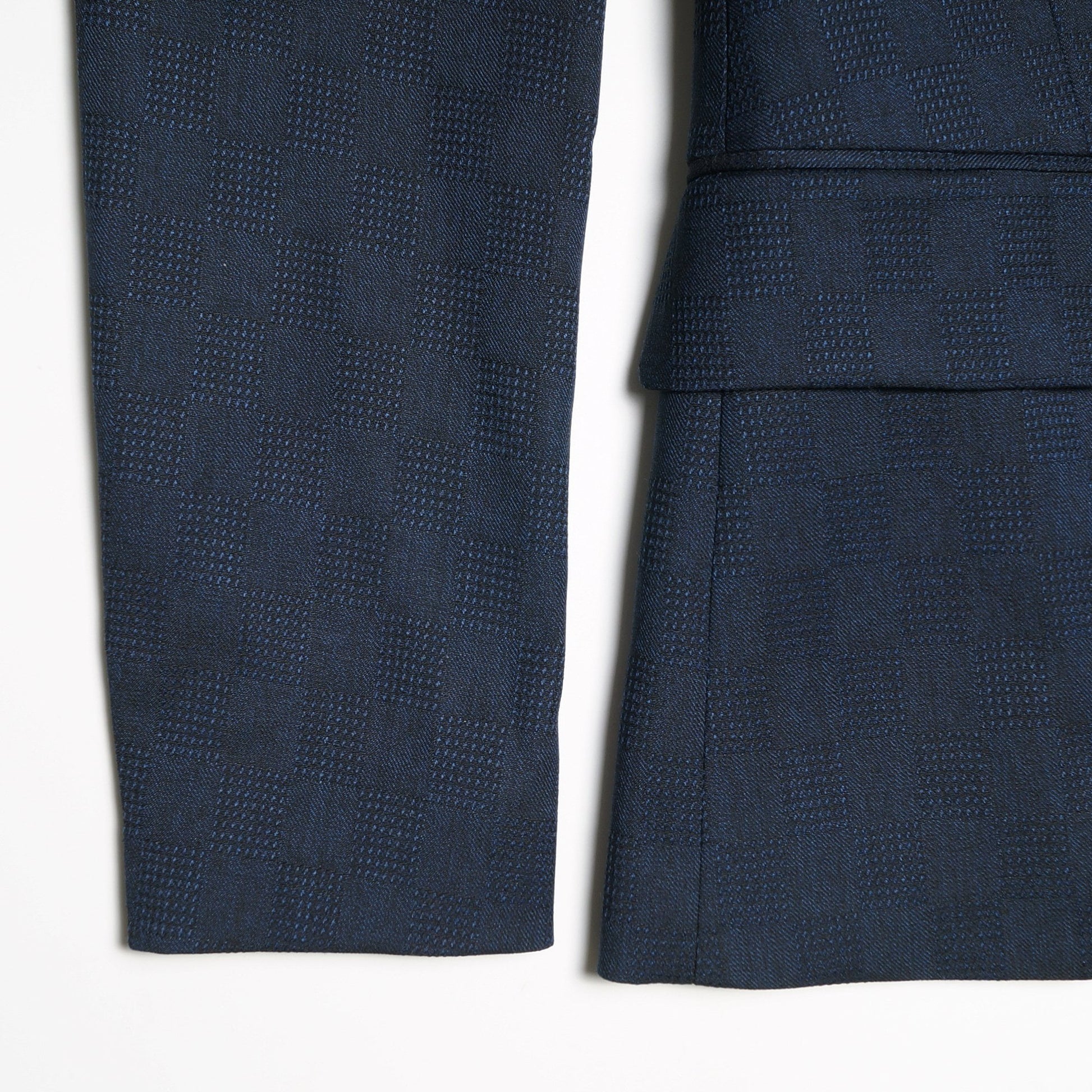 Paul Jacquard Check Wool Blazer - Navy