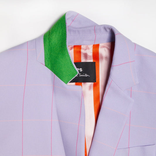 - Windowpane Check Cotton Blazer - Lilac