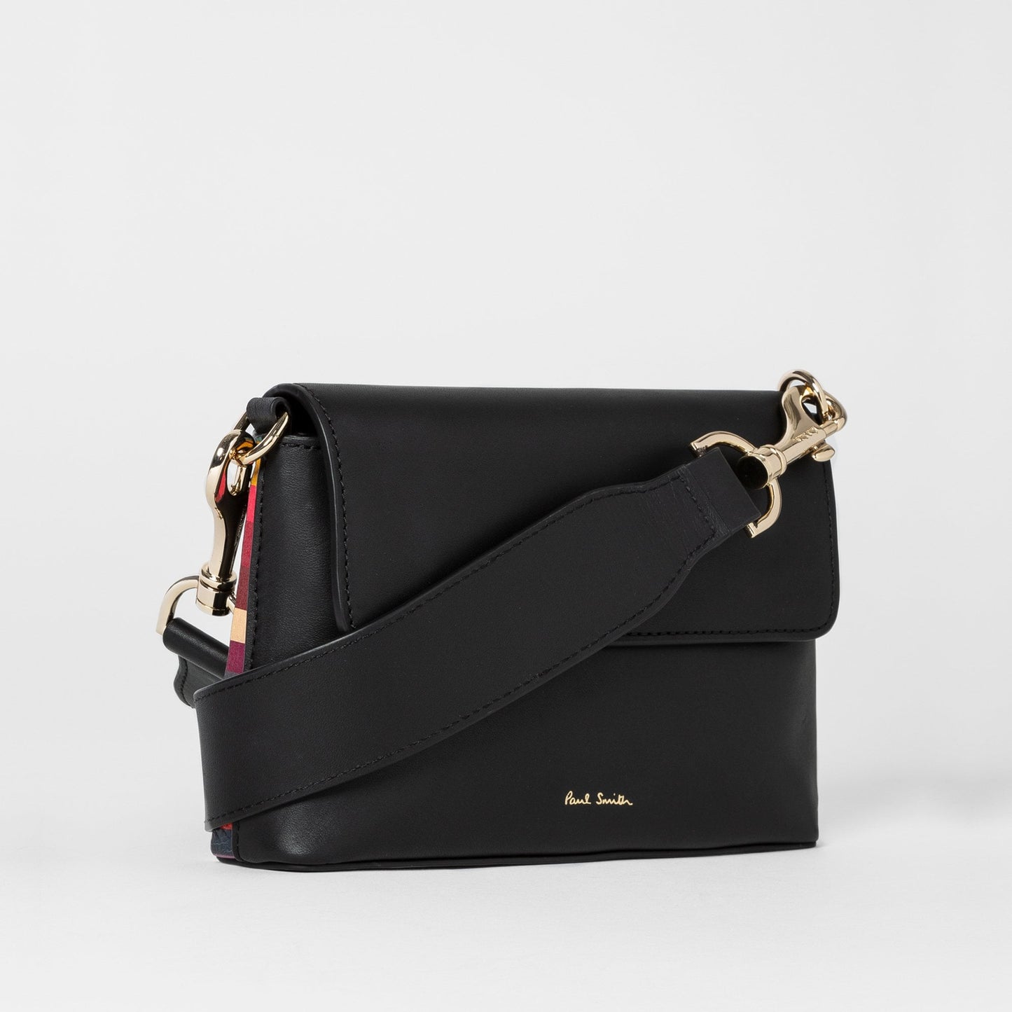 Leather Swirl Trim Belt Bag - Black