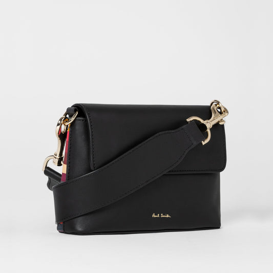 Leather Swirl Trim Belt Bag - Black