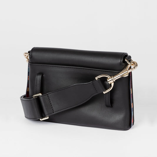 Leather Swirl Trim Belt Bag - Black