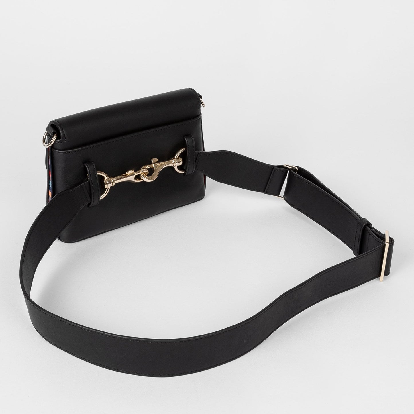 Leather Swirl Trim Belt Bag - Black