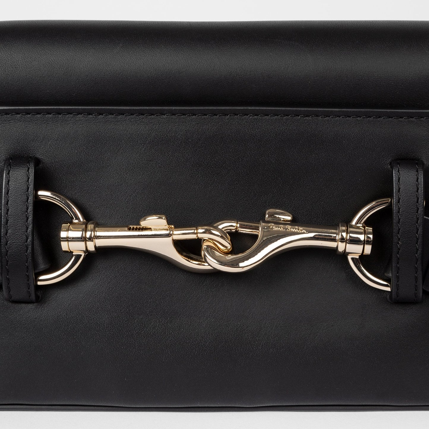Leather Swirl Trim Belt Bag - Black