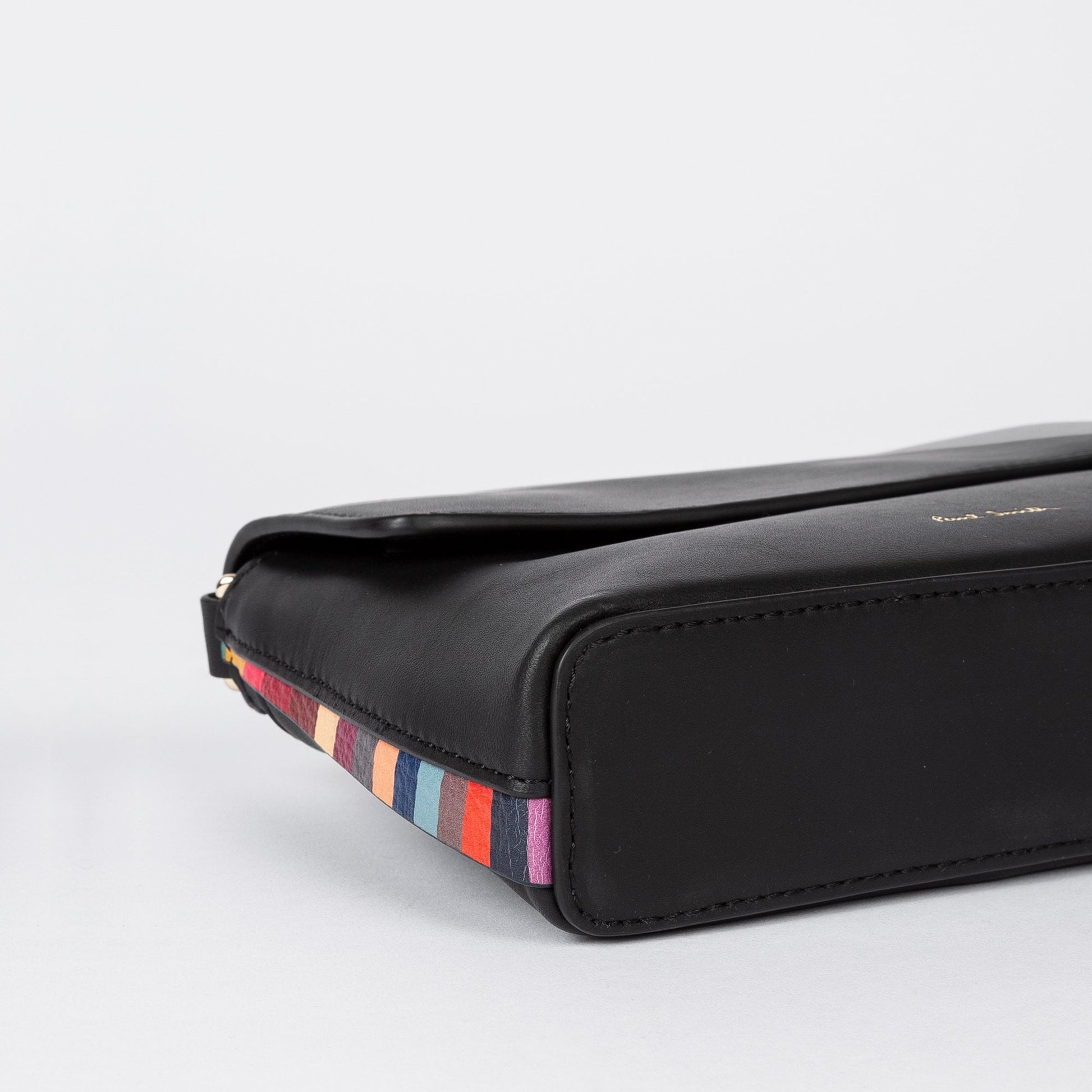 Paul Leather Swirl Trim Belt Bag - Black