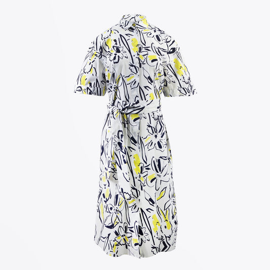 Floral and Rabbit Print Dress - White
