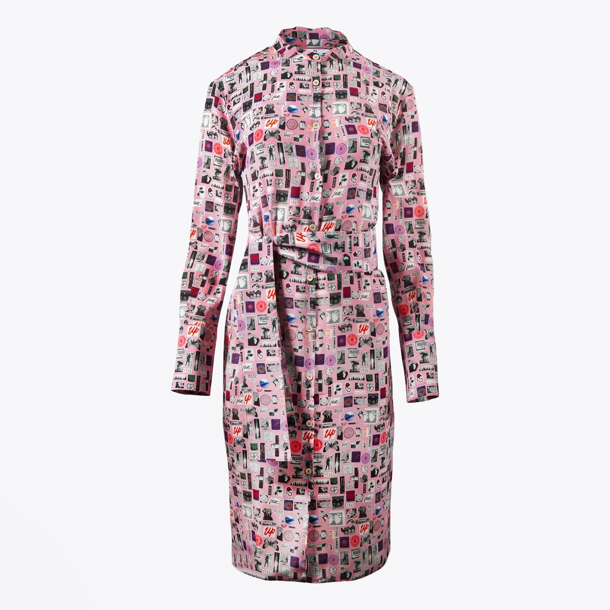 Paul Motif Printed Belted Dress - Pink/Multi
