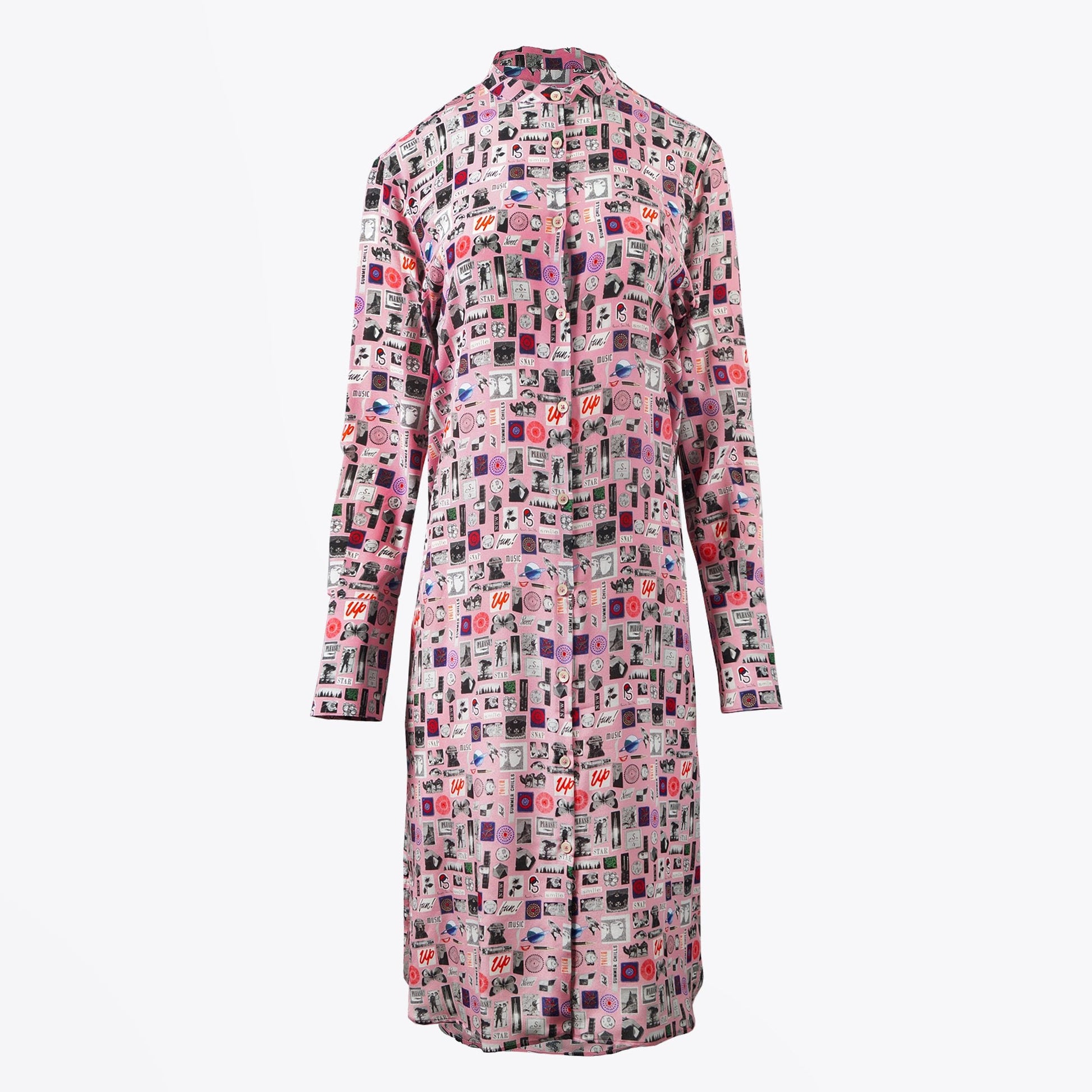 Paul Motif Printed Belted Dress - Pink/Multi