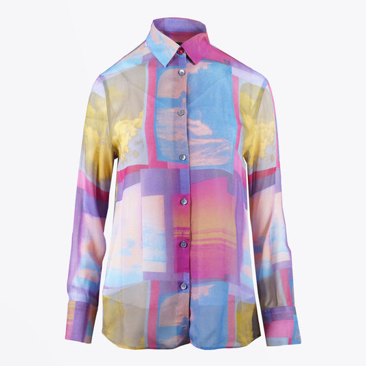 - Chiffon Printed Shirt - Pink/Multi