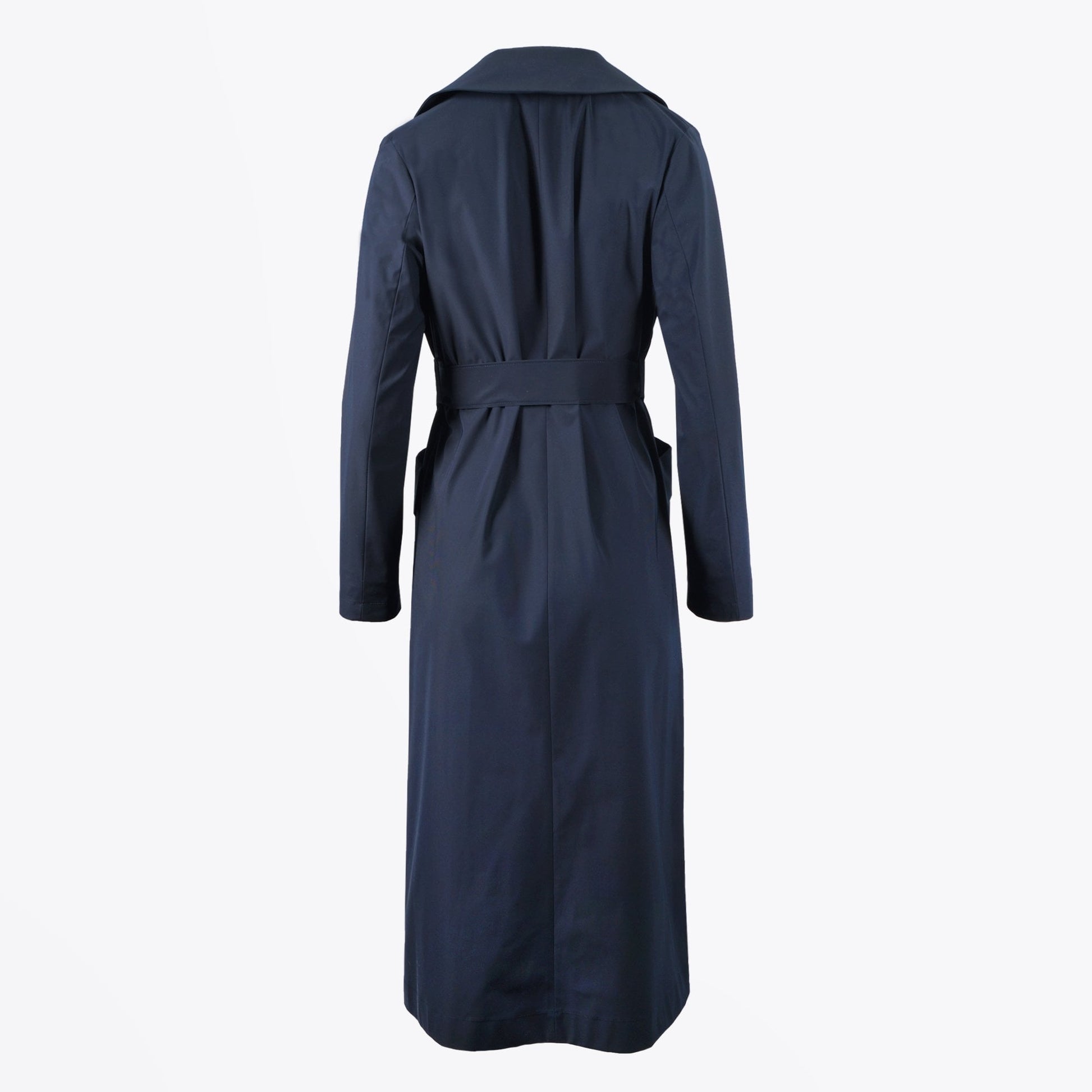 Harris Longline Belted Duster Coat - Dark Blue
