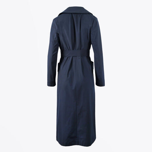 Longline Belted Duster Coat - Dark Blue