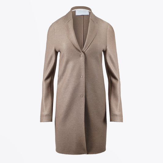 - Pressed Wool Cocoon Coat - Taupe