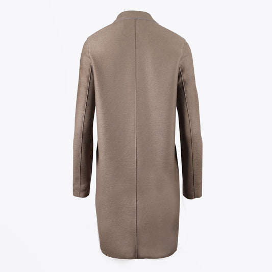 - Pressed Wool Cocoon Coat - Taupe