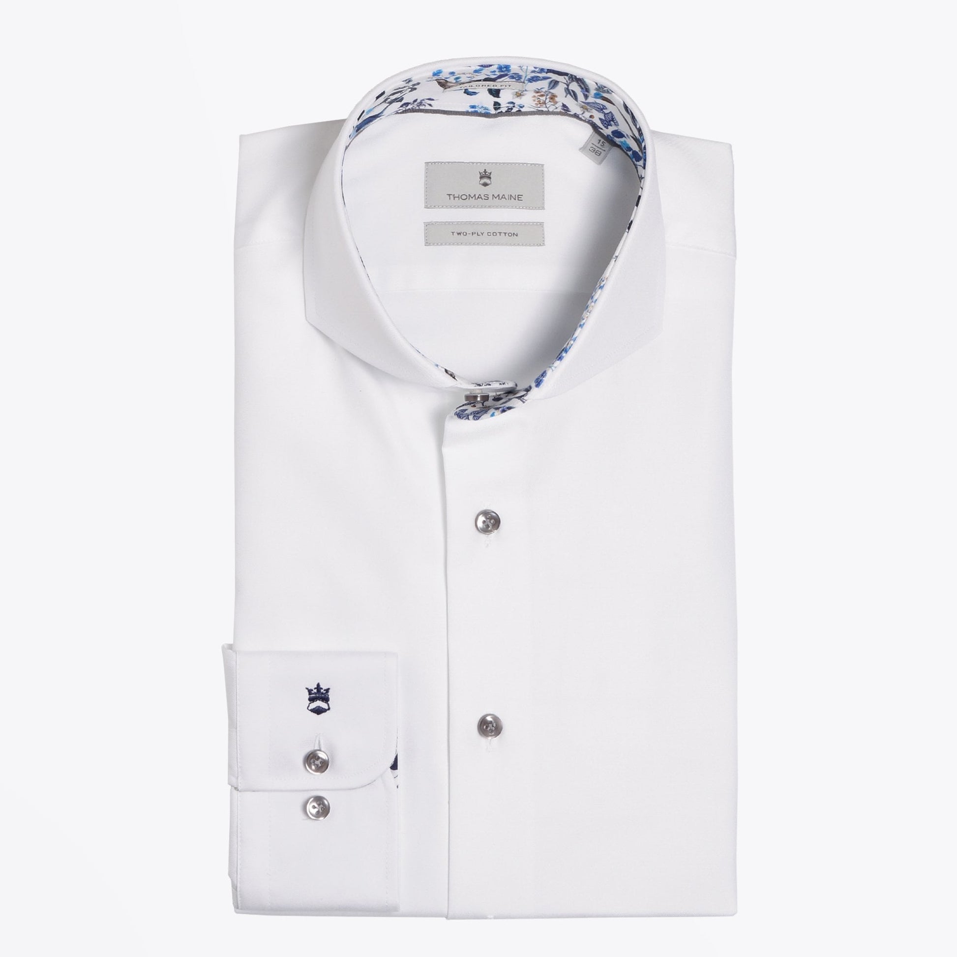 Thomas Floral Trim Insert Shirt - White