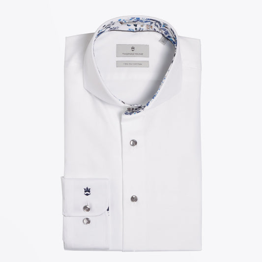 Floral Trim Insert Shirt - White