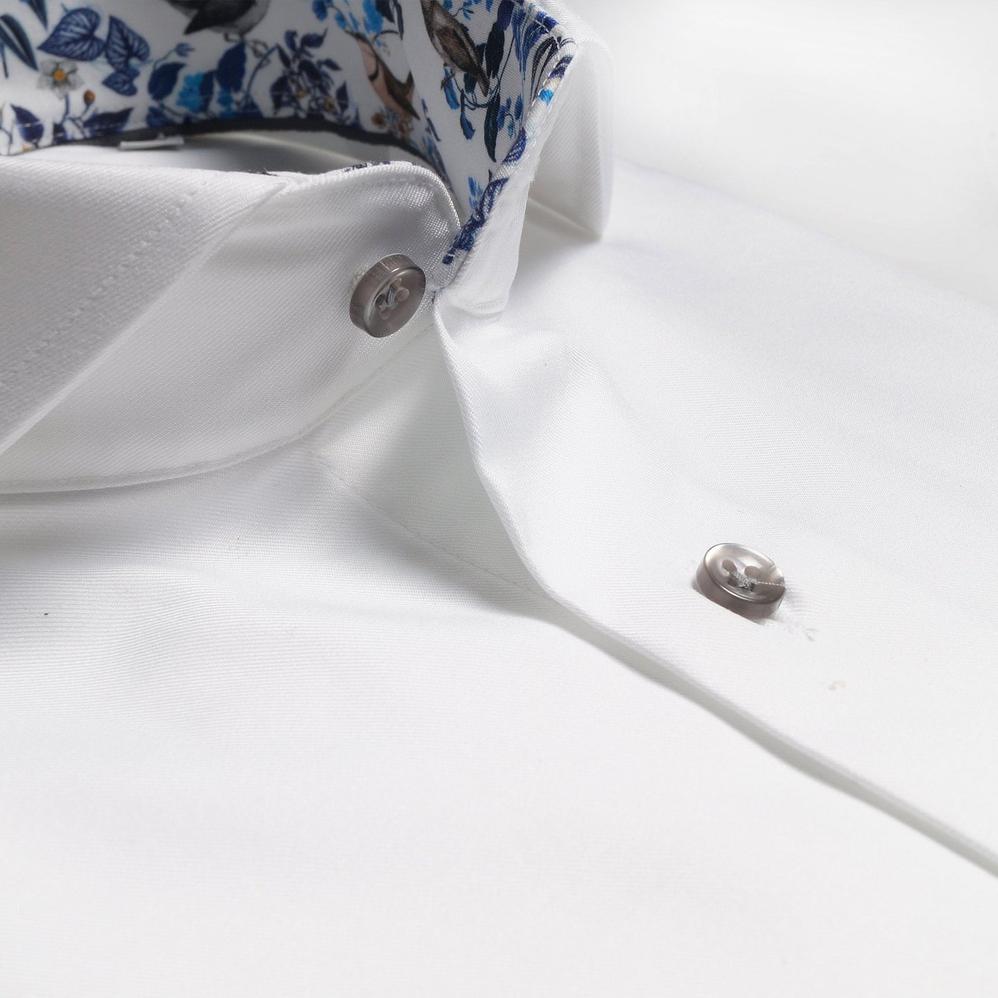 Floral Trim Insert Shirt - White