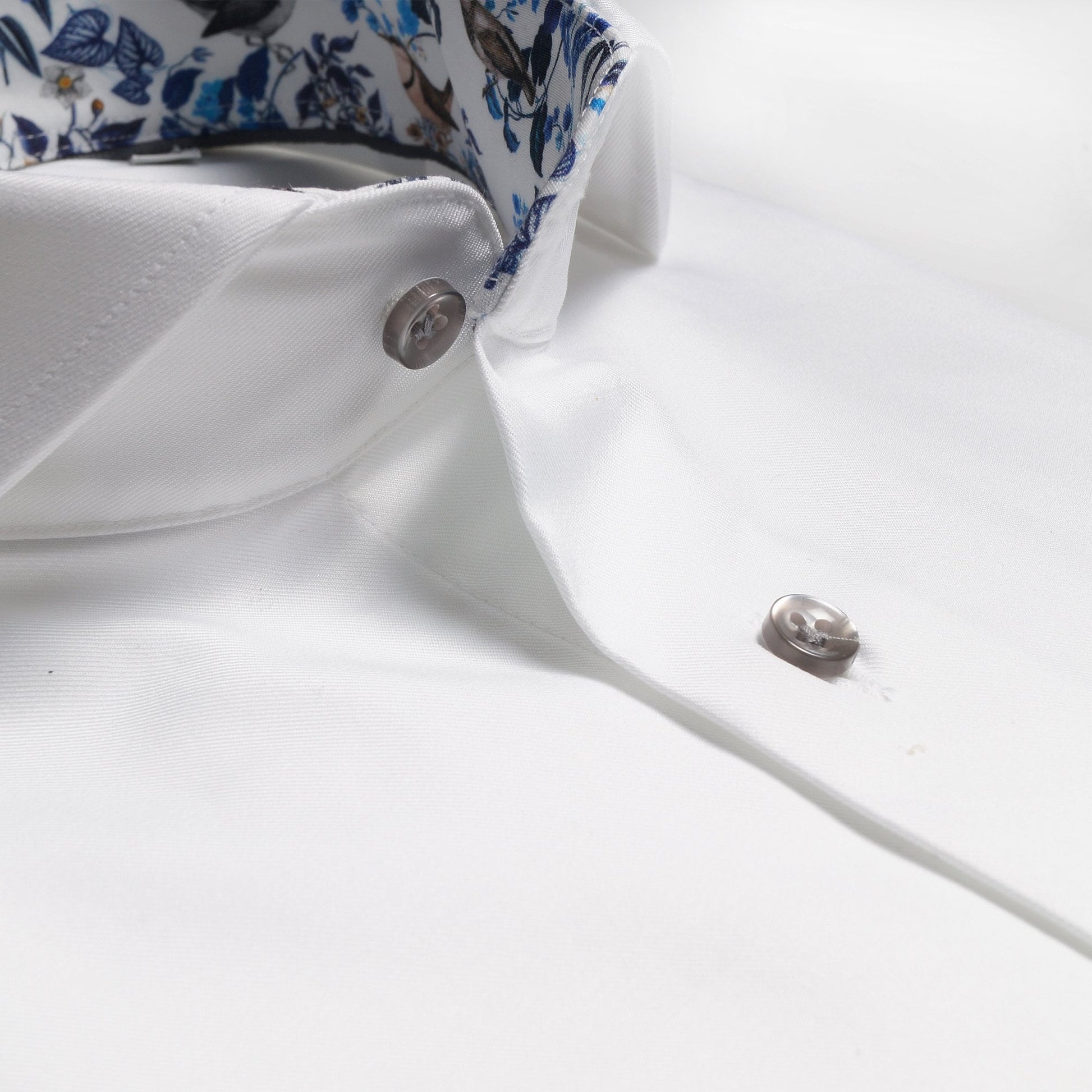 Thomas Floral Trim Insert Shirt - White
