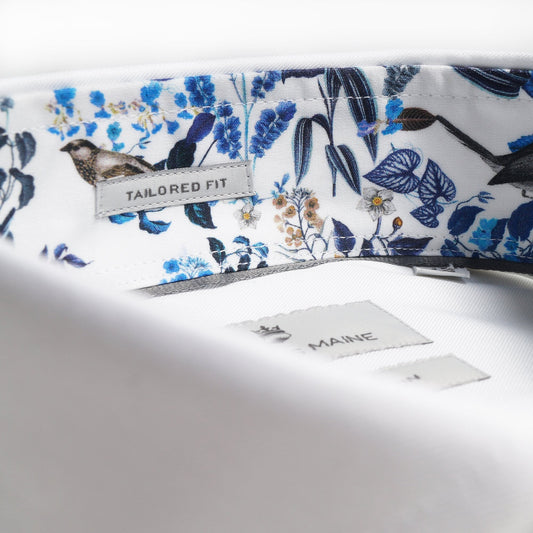 Floral Trim Insert Shirt - White