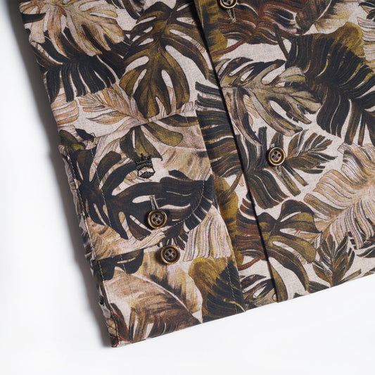- Palm Leaf Print Shirt - Green