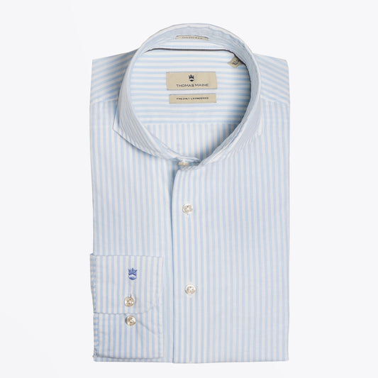- Cotton Stripe Shirt - White/Blue