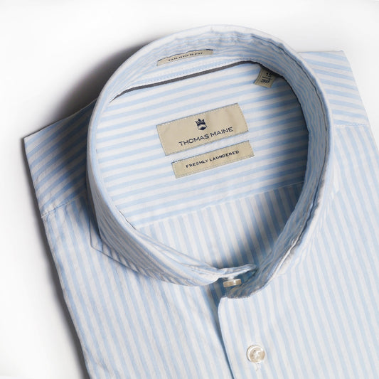 - Cotton Stripe Shirt - White/Blue