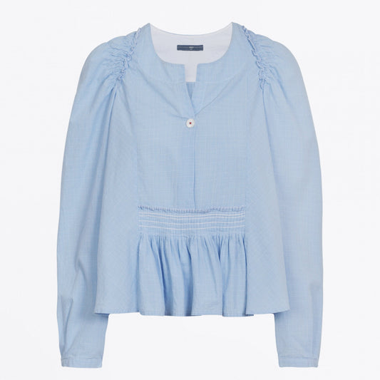 - Amicable - Flared Check Top - Blue