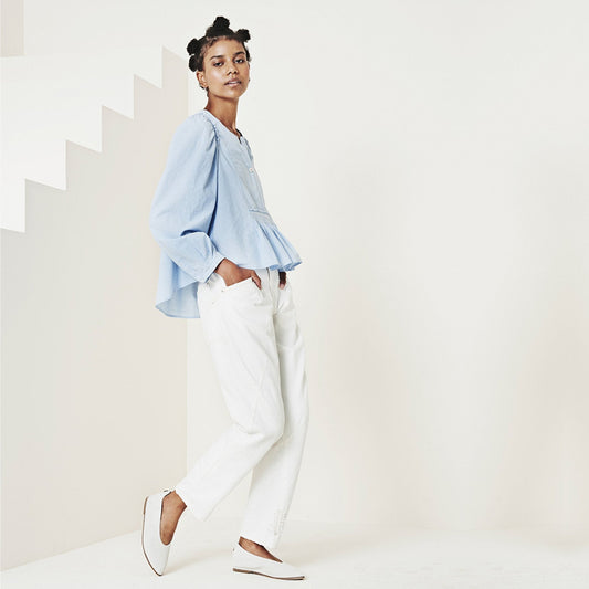 - Amicable - Flared Check Top - Blue