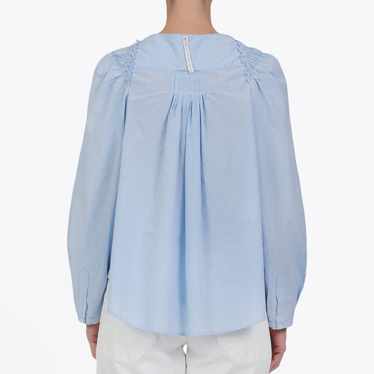 - Amicable - Flared Check Top - Blue