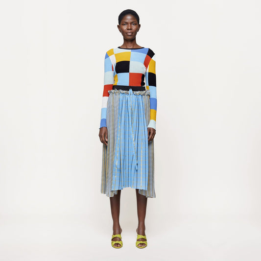 Jaime Plaid Frill Skirt - Blue